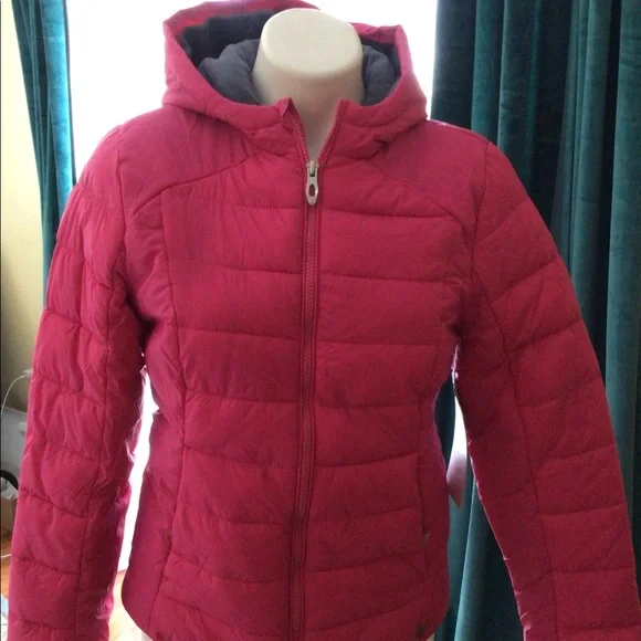 Spider girls hot pink puffer light weight hooded coat